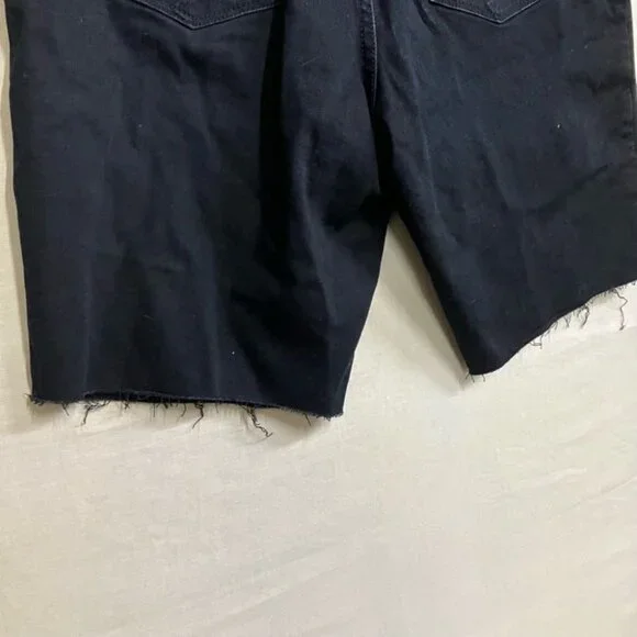 Isabel Maternity Women's 12 Black Crossover Panel Bermuda Jean Shorts Over Belly - Picture 8 of 14